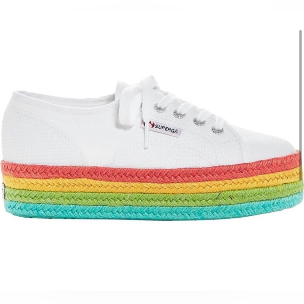 Superga Shoes 2970 Rainbow Canvas Platform Sneakers 🌈✨New In Box! Size 8.5